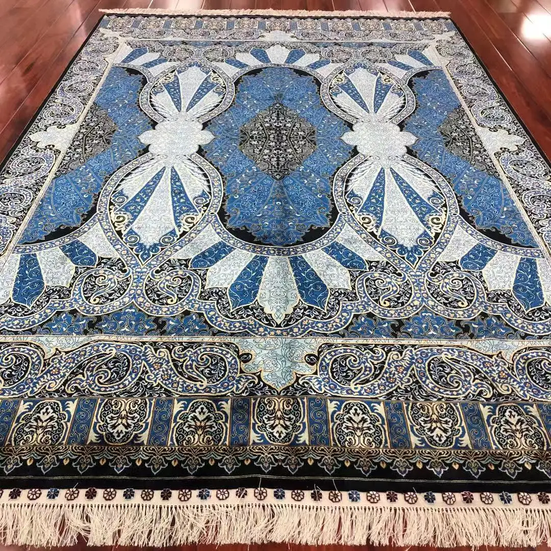 Silk Rug Turkish Design Carpet Hand Knotted Big Silk Carpets For Parlor Rugs Size 6'X9'