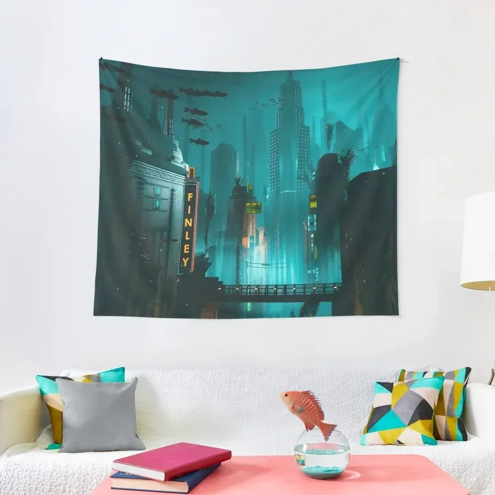 Bioshock Rapture City Gaming Underwater City Tapestry On The Wall Bedrooms Decor Home Decorators Tapestry