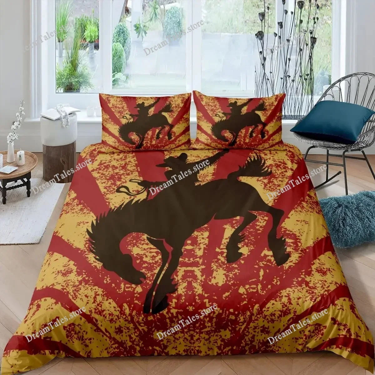 Bedding Set,Duvet Cover Western Cowboy  Comforter Bed Set Quilt Cover Pillowcase,King Queen Twin Size Boys Girls Adultse