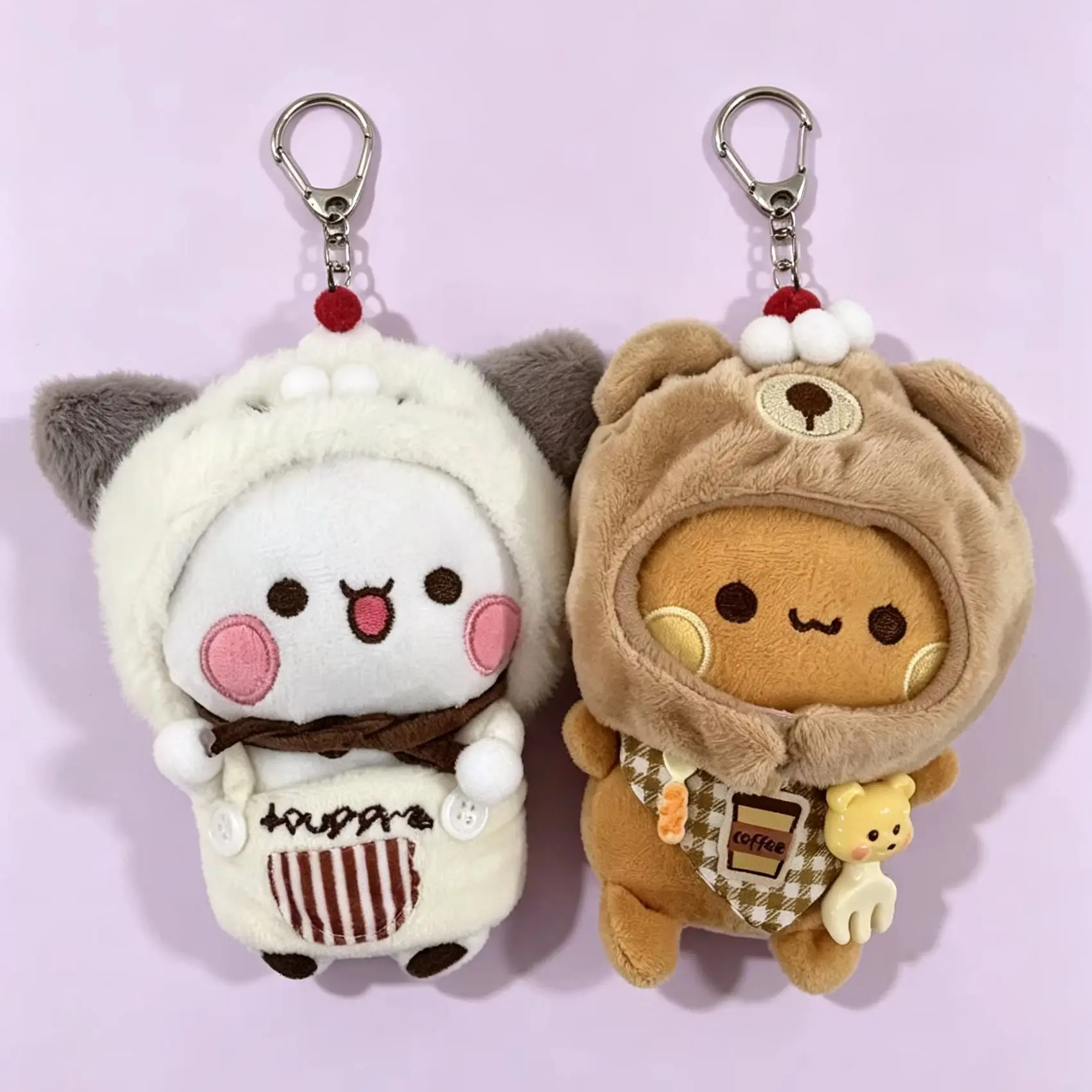 Cute Bear Plush Pendant Keychain, Gift for Couples