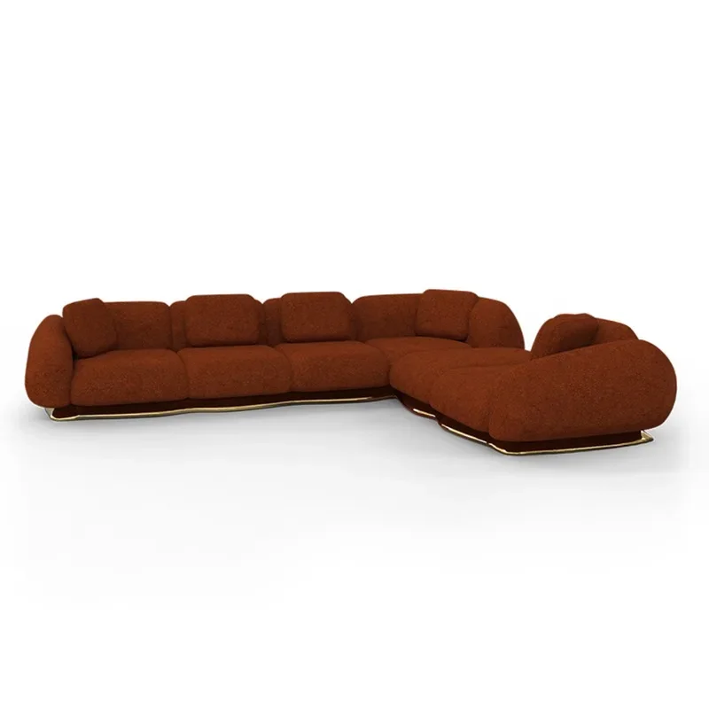 Light luxury high-end living room fabric sofa, luxury hotel commercial rest area reception special-shaped sofa combination