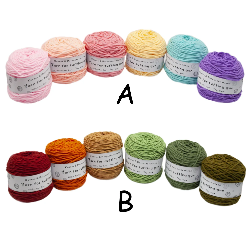 200M Tufting Yarn 8 Strands Yarn For Tufting Gun DIY Carpet Tufting Gun Monk Cloth Knitting Thread Poke Embroidery 6Rolls/Set