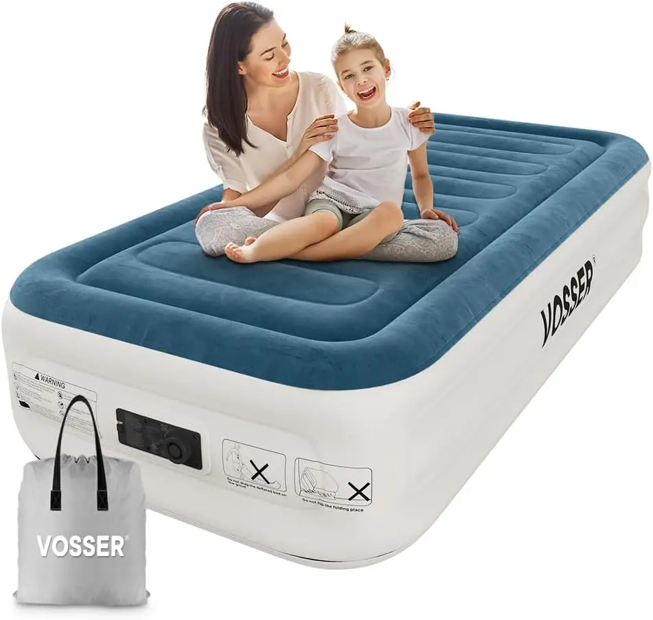 Twin Air Mattress With Built-In Pump,Fast & Easy Inflation/Deflation Inflatable Mattress, Foldable Blow Up Mattress With