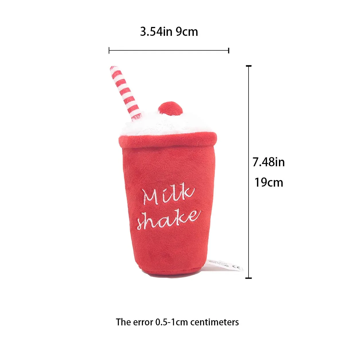 Supet red milkshake cup pet dog plush toy indoor and outdoor