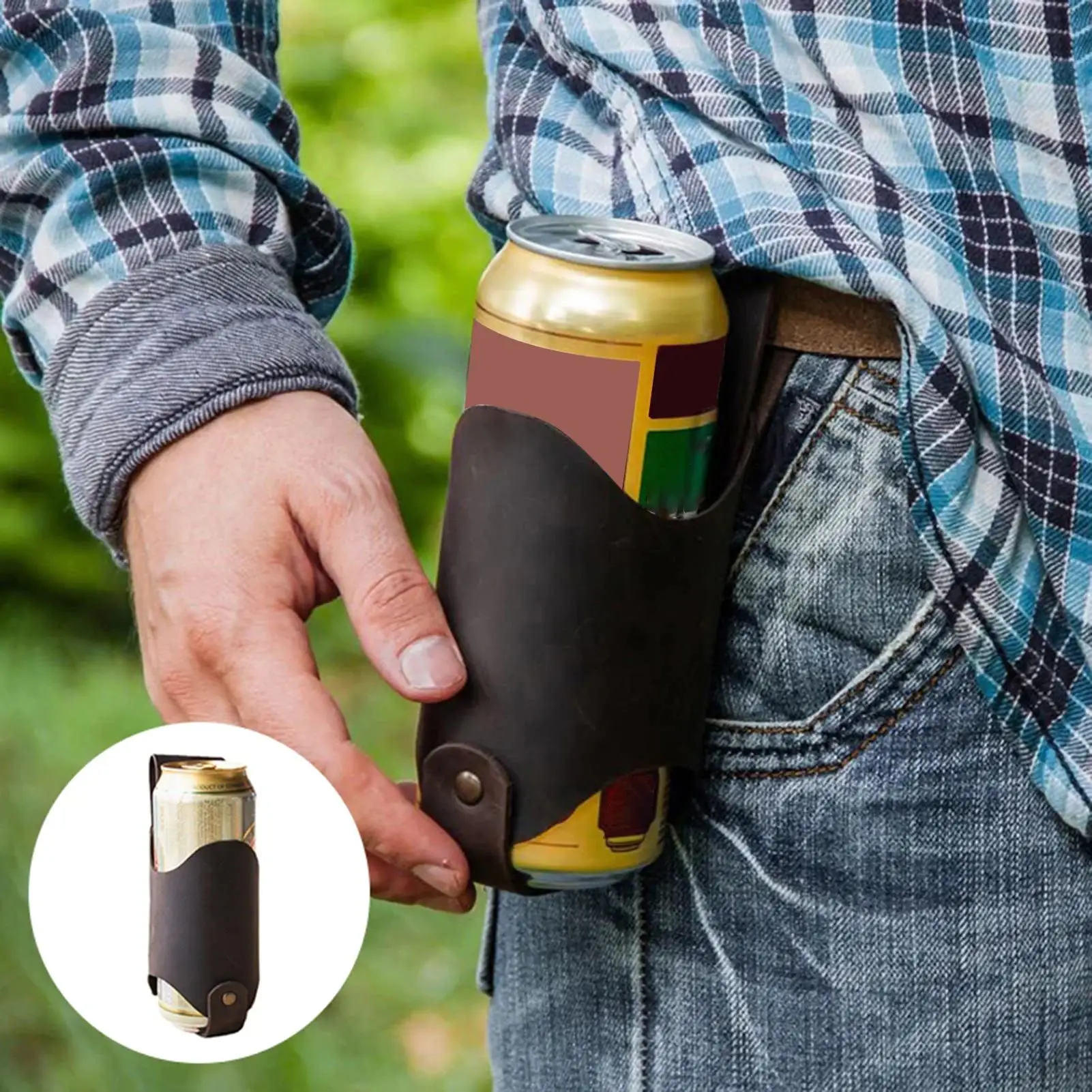 Beer Belt Holder PU Leather Beer Belt Holder Waterproof Drink Waist Bag Easy Beer Belt Holder Beer for Men Boys Males