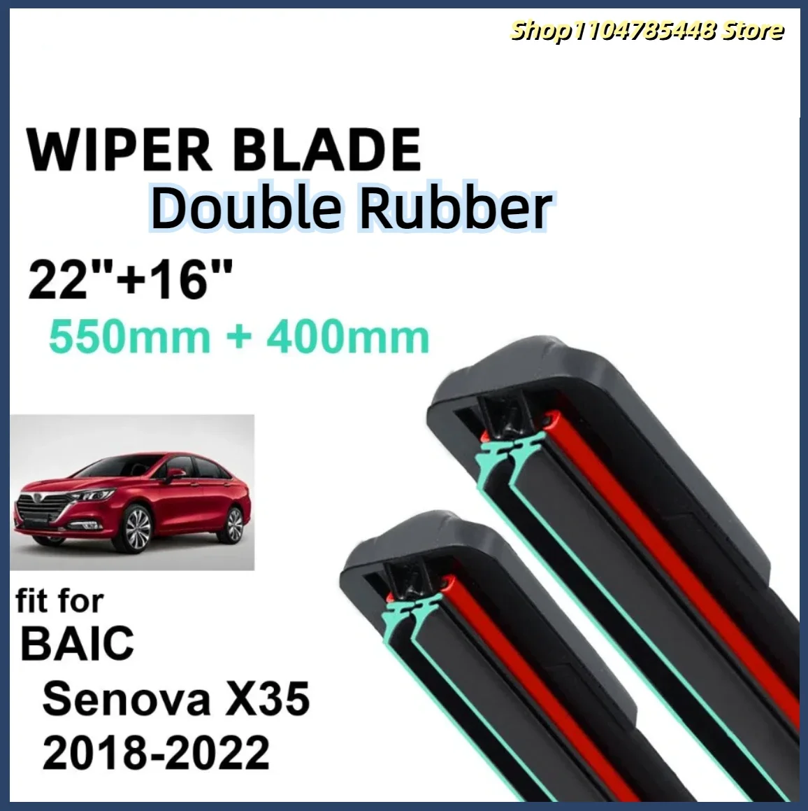 

Car Wiper for BAIC Senova X35 2018-2022 22" + 16" Front Rear Wiper Blades Brushes Cutter Accessories 2018 2019 2020 2021 2022