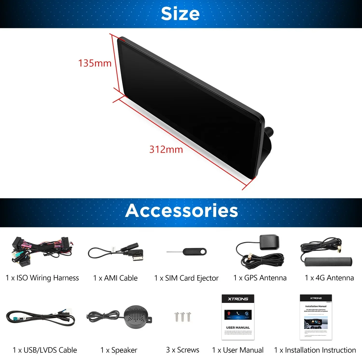 12,3 Zoll Android13 8Core Autoradio für Benzs GLK X204 Carplay Bildschirm Android Auto 4G LTE Multimedia Auto Player