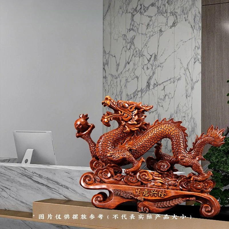 MOYU Fengshui Golden Dragon Decoration Brings Wealth and Fortune Qinglong Town Residence Living Room Craft Decoration