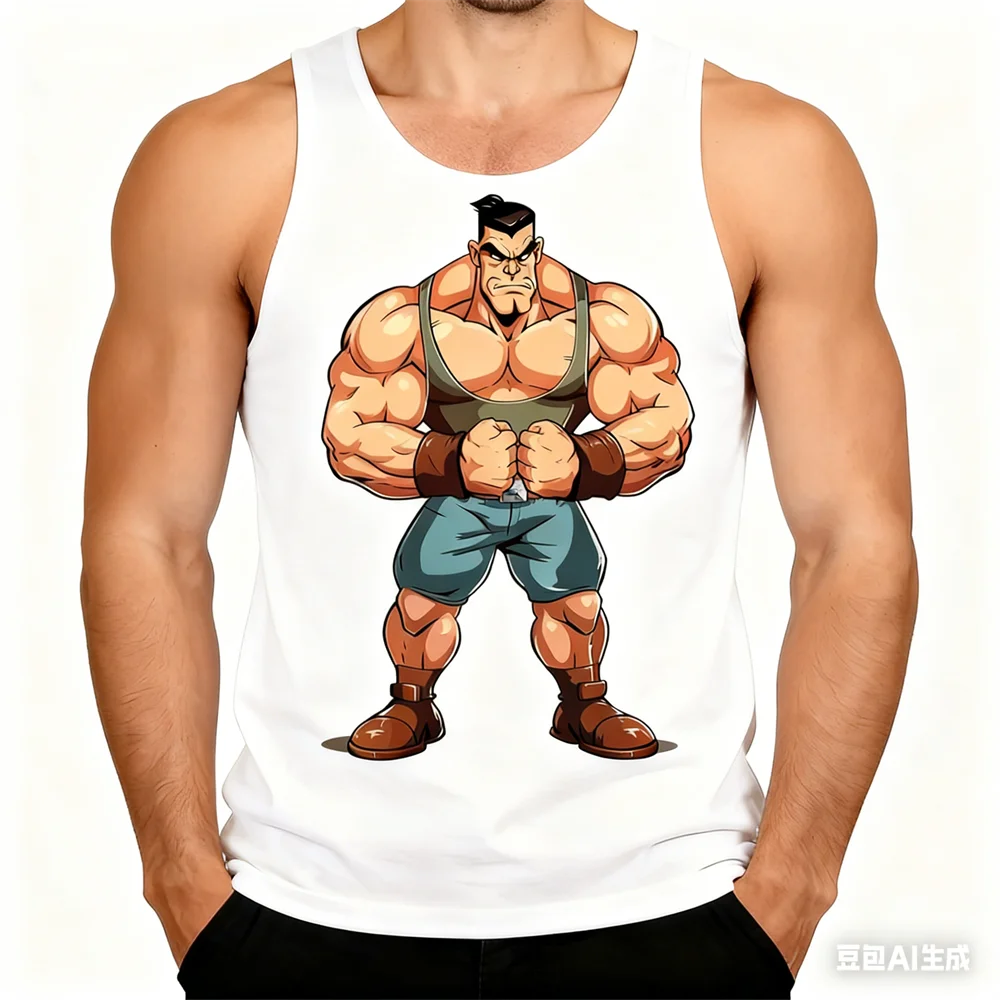 3D Fitness Muscle Men's Tank Top Leisure Fashion Gym Training Crew Neck Sleeveless T-shirt Summer Daily Sport Quick Dry Man Vest