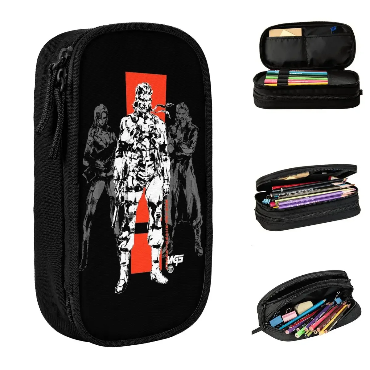 Creative MGS Snake Pencil Case Gear Solid Pencilcases Pen for Student Large Storage Bags Students School Zipper Stationery