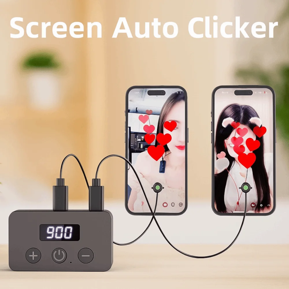 Multiple Clickheads Screen Auto Clicker Rechargeable Continuous Auto Clicker Device Portable Phone Tap Auto Like Tap Device