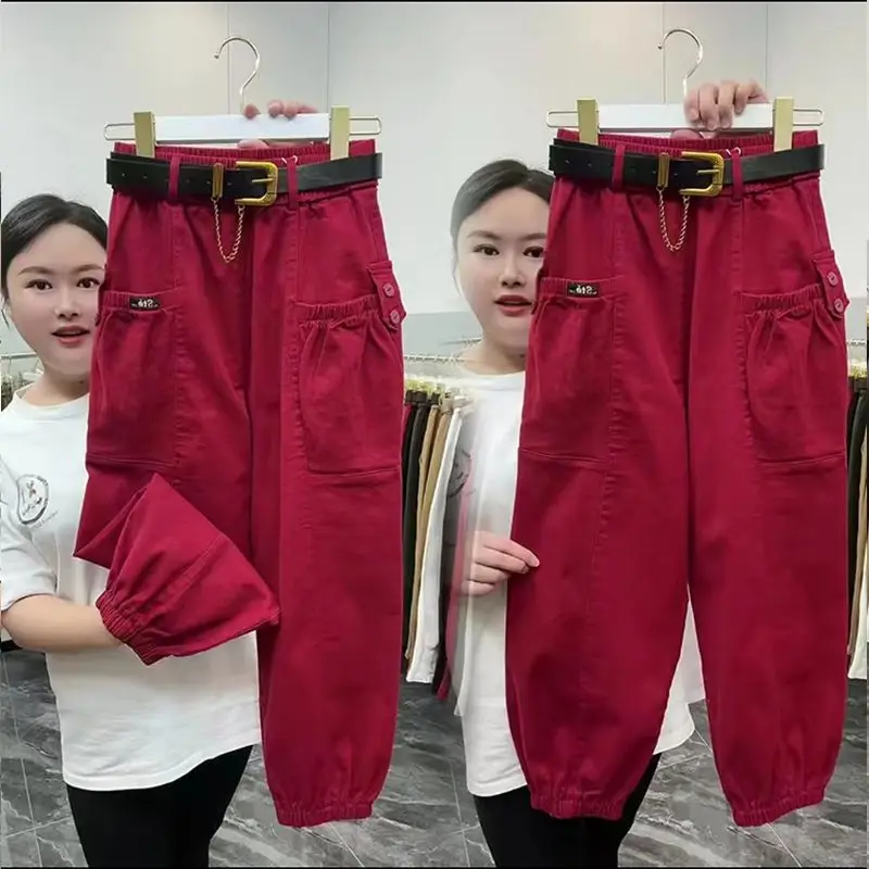 

spring autumn Cotton Lantern Pants Women Elastic Waist Loose Pants Casual Women Vintage Trousers Women Clothing