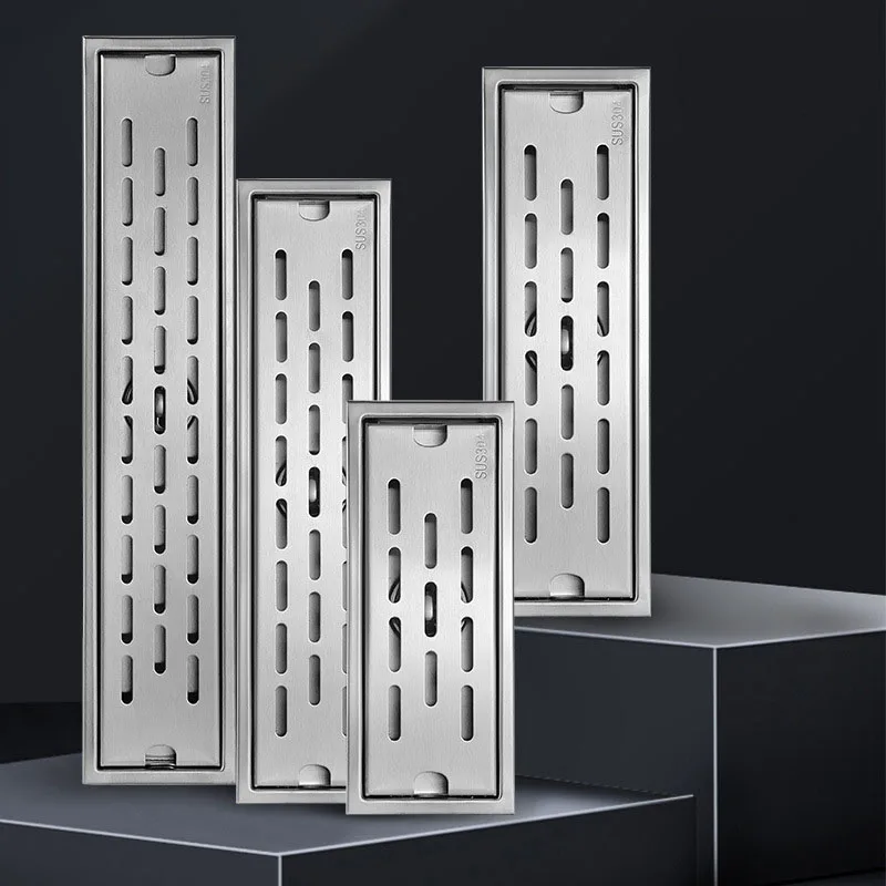 304 Stainless Steel Deodorization Type Drains Long Strip Bathroom Floor Drains Quick Water Drainage And Odor Control