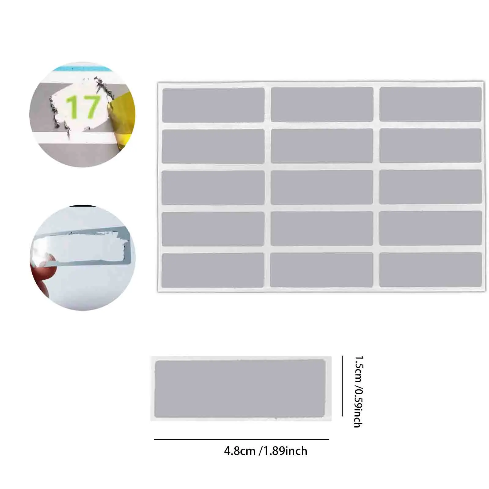 150pcs 15MM*48MM gray scratch off Sticker labels DIY adhesive SCRATCH OFF DIY Password sticker