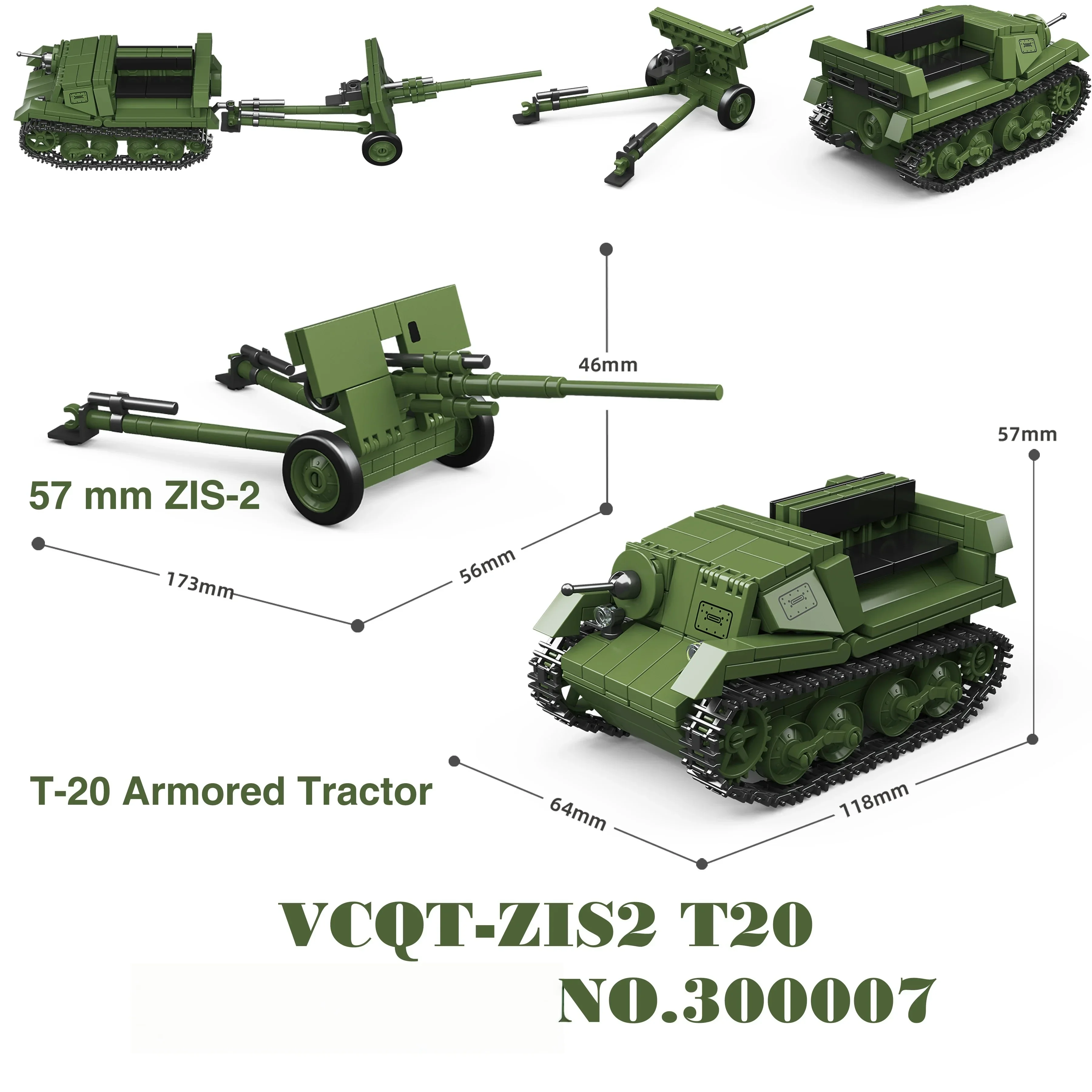 QuanGuan 100332 60 cm Flak Sw-36 & 8,8 cm Flak 37 Schwere Panzer Montiertes Ornament-Spielzeug MOC Puzzle Sammlermodell Geburtstagsgeschenk – Detail 9