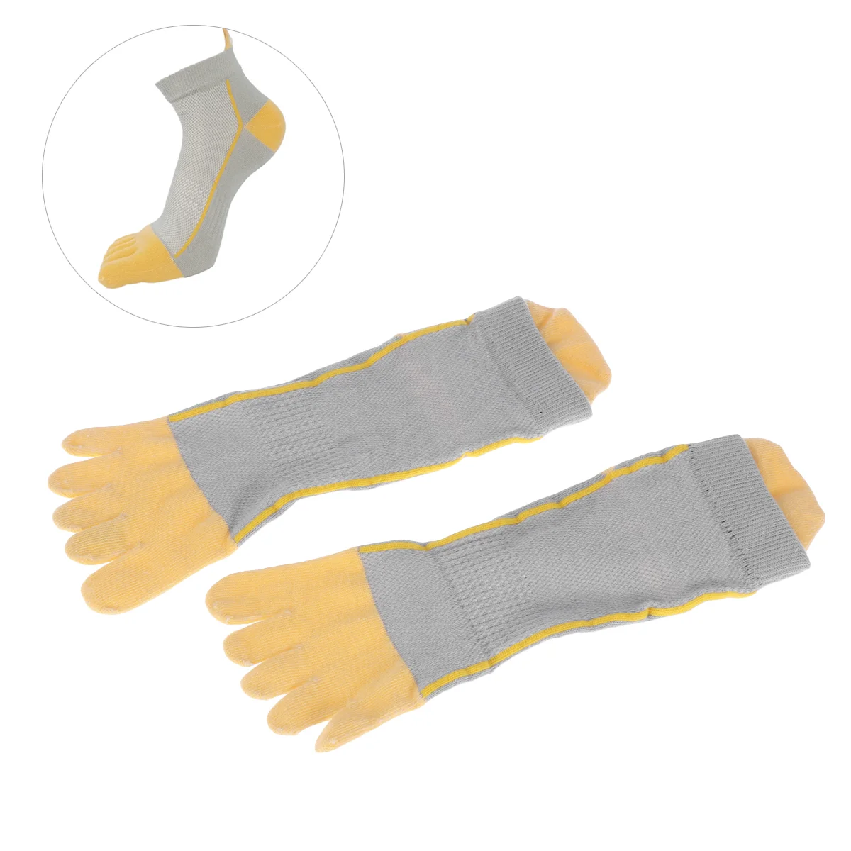 Mesh Sports Running Five Finger Toe Socks Cotton Toe Socks Breathable Cotton Tube Toe Socks(Gray,Yellow)