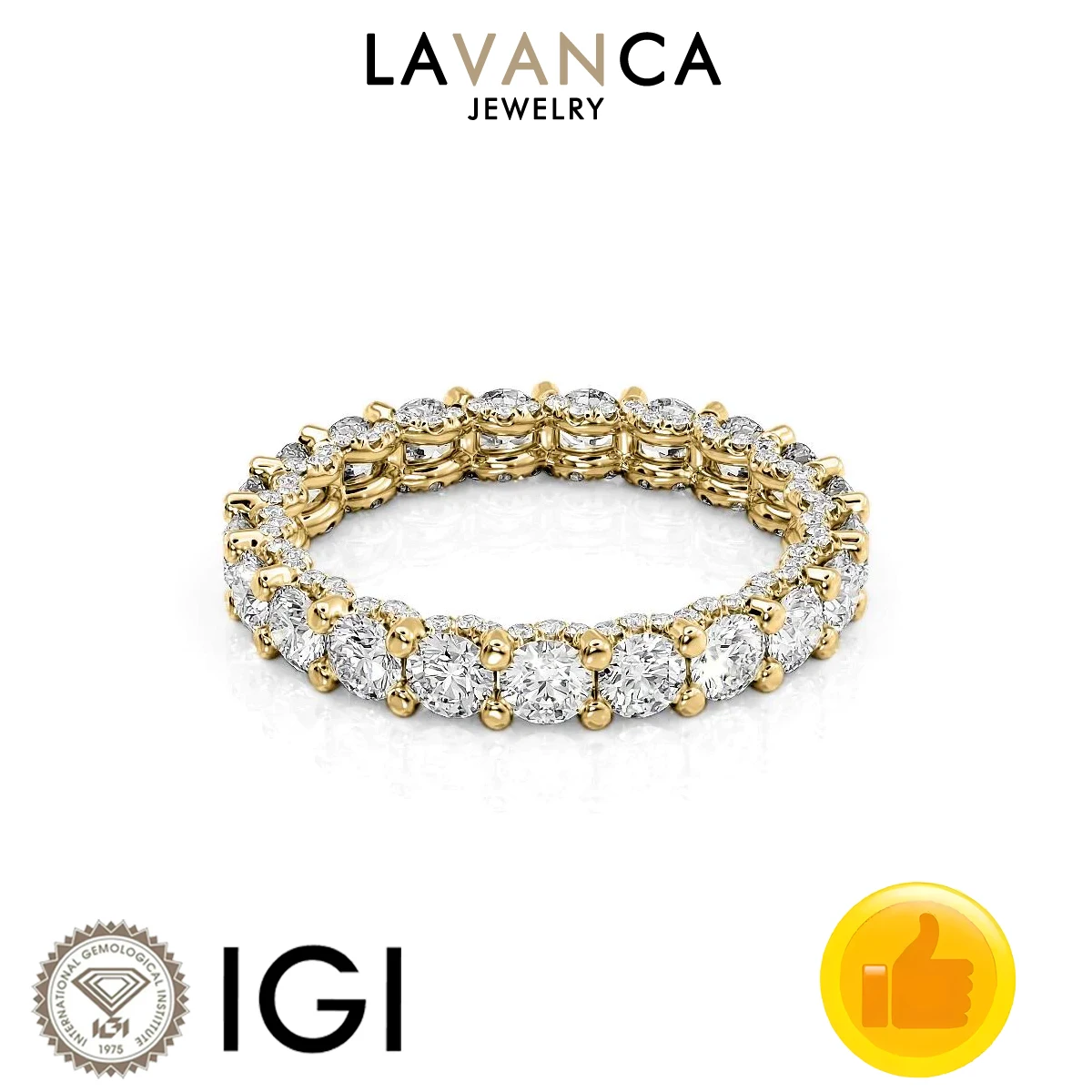 Brilliant Round Cut Lab Created Diamond Eternity Ring VS/VVS Lab Diamond Engagement Ring 9K/14K/18K Yellow Gold Ring For Women