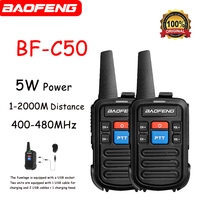 2pcs Baofeng BF-C50 Mini Walkie Talkie Kids Portable Ham Radio Comunicador Two-way Radio Birthday Gifts for Boys and Girls