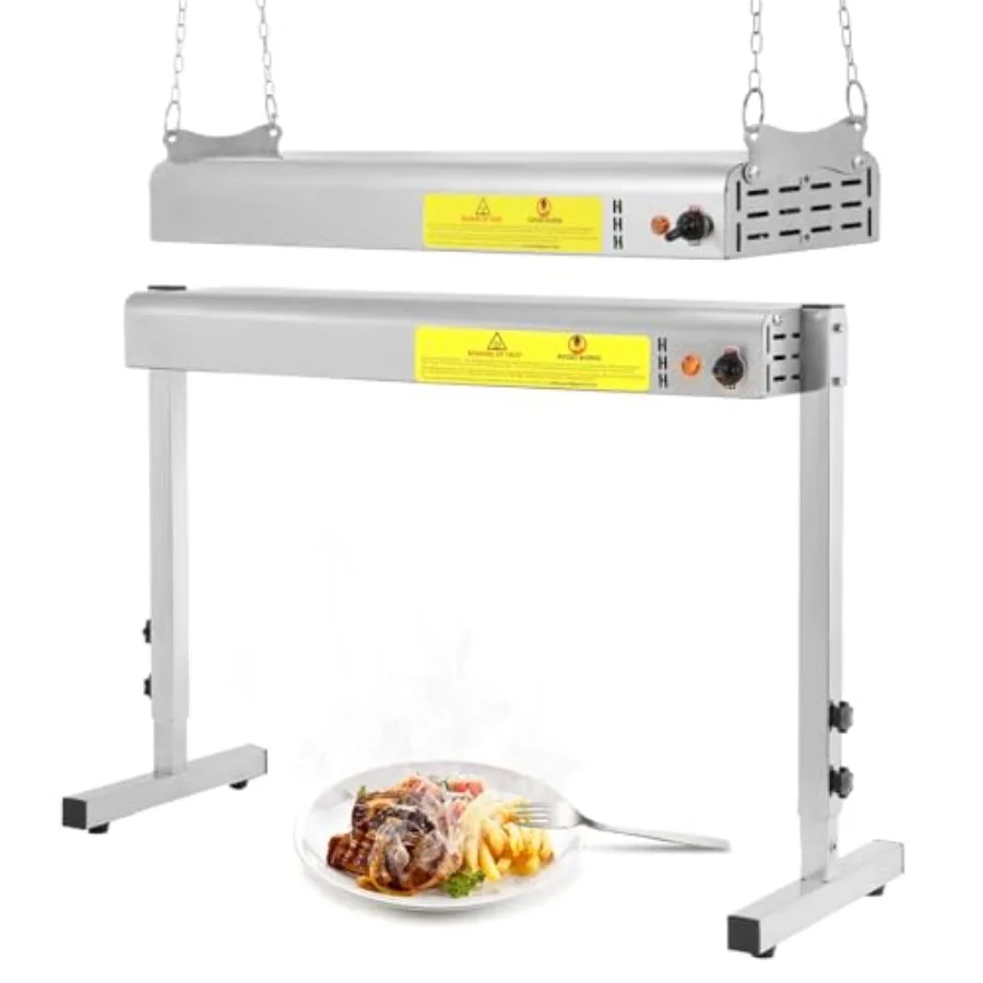 

24-Inch Food Heat Lamp for Buffet Restaurants and Catering, Stainless Steel Silver 750W Electric Overhead Warmer with Fast Heat