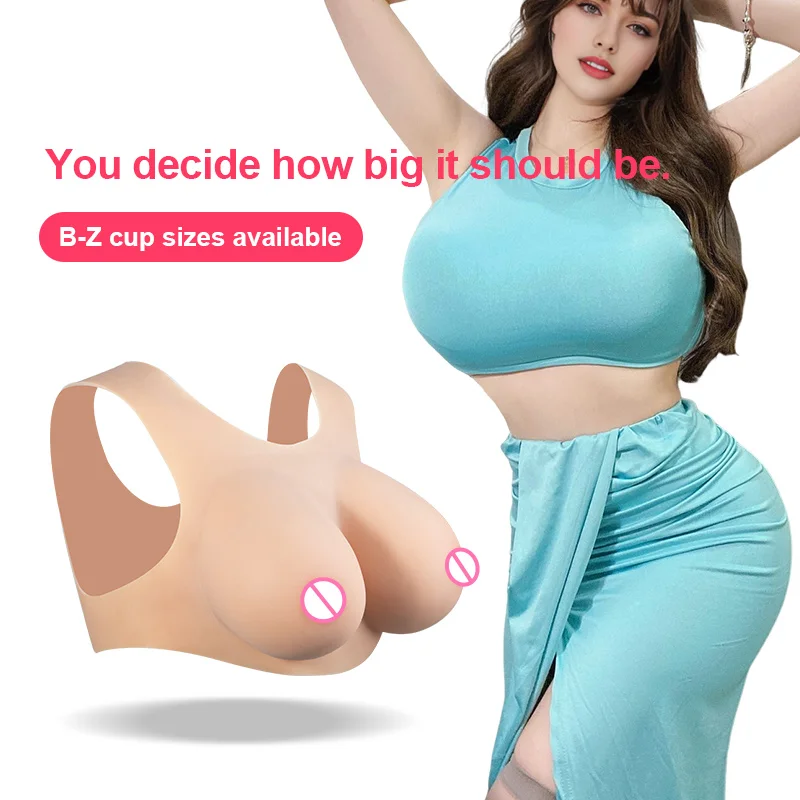 ONEFENG T-1 Silicone  Filling One-Piece Vest Style Silicone Breast  Cup for Cosplay Nude Ivory White Brown Light Brown Colors