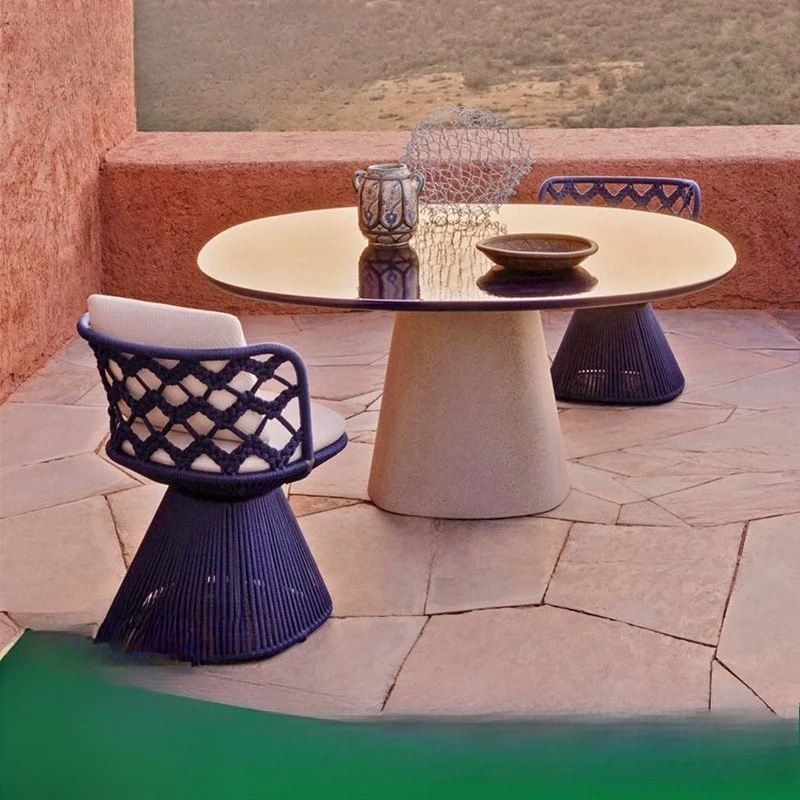 

Outdoor simple modern balcony tables and chairs Garden courtyard rattan sunscreen Leisure rotating sofa chair Three-piece