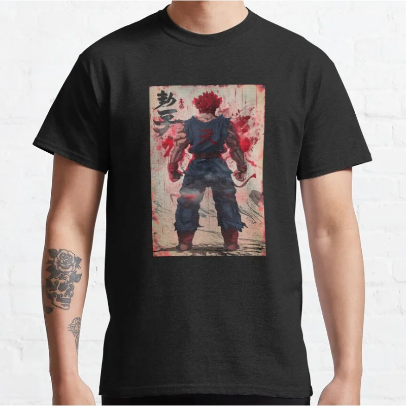 

Warrior of Darkness Akuma Retro Street Fighter 80s vintage video game Graphic T Shirts for men large size Adult S-6XL tops