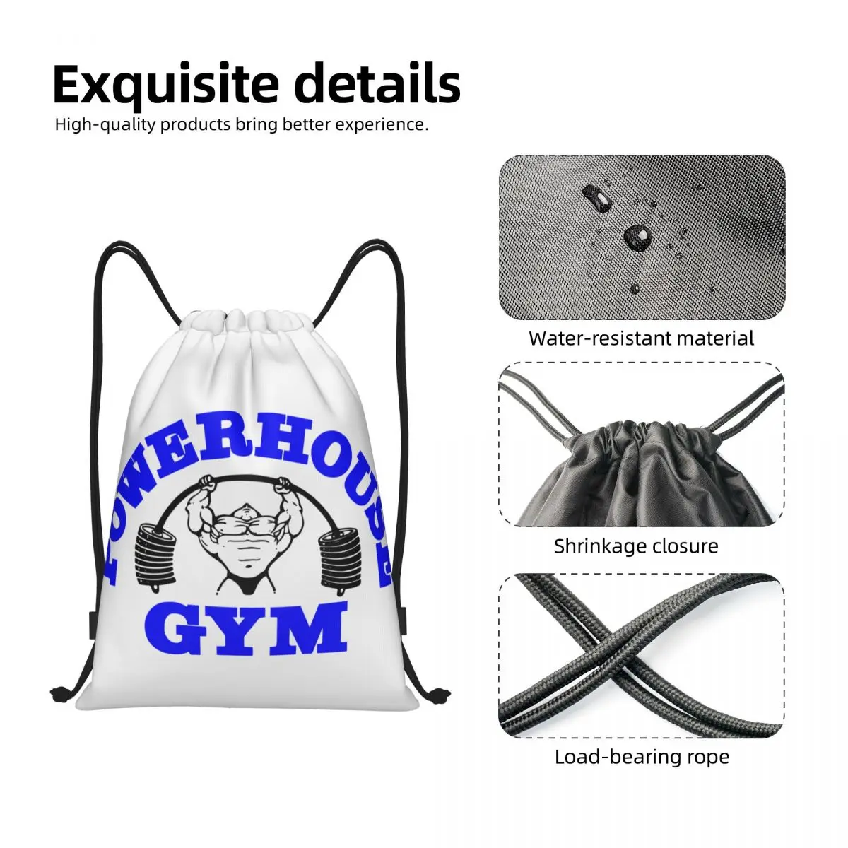 Powerhouse Gym Drawstring Backpack Women Men Gym Sport Sackpack Portable Bodybuilding Fitness Shopping Bag Sack