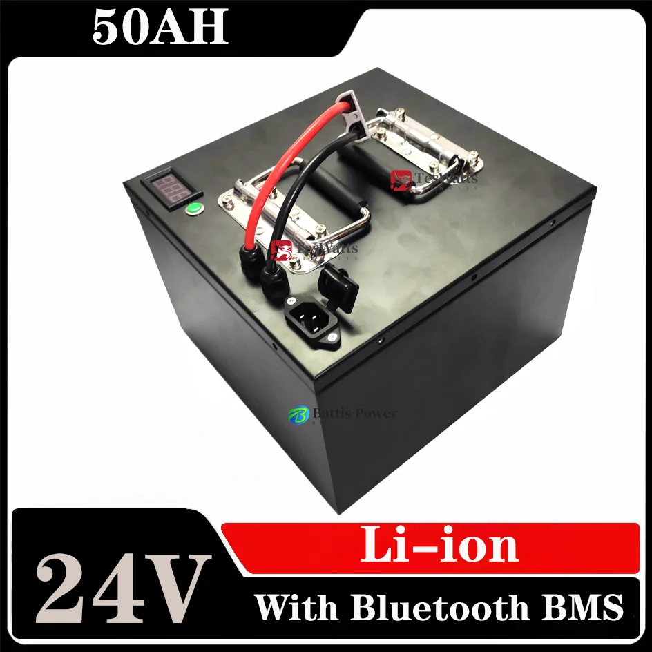 

Li-ion 24V 50Ah lithium battery pack with bluetooth BMS communication function for 2000w motorcycle scooter +5A charger