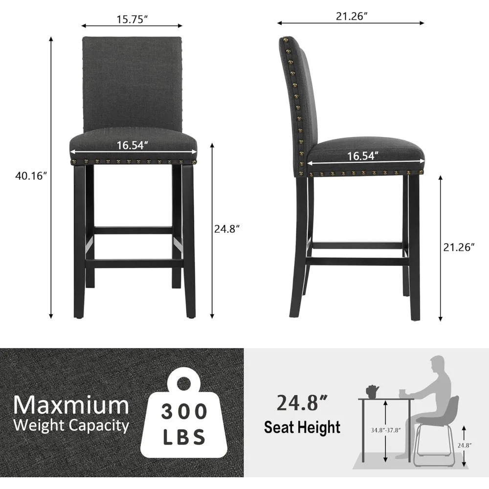 مجموعة من 4 مقاعد بار حديثة من جلد البولي يوريثان مقاس 24 بوصة مع زر خلفي معنقدة وإطار معدني ذهبي #2