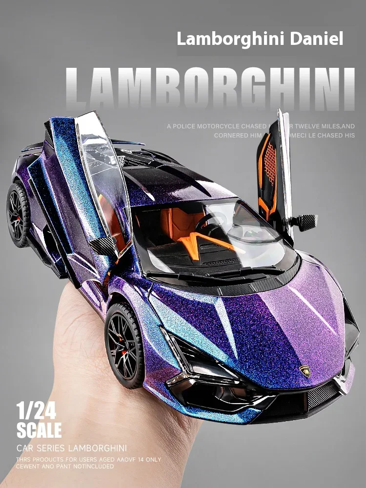 1:24 Lamborghini Revuelto Alloy Metal Diecast Model Car Sound and Light Children Toys Collecting Hobbies Gifts With Boys Present