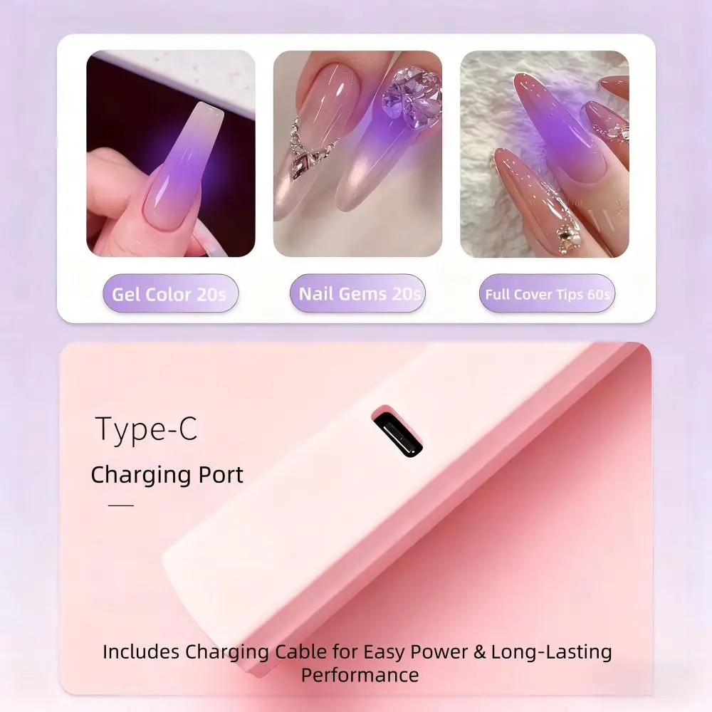 เครื่องอบเล็บเจลแบบพกพา ไฟยูวี พร้อมหน้าจอ LED ชาร์จซ้ำได้ ไฟแฟลชสำหรับอบเล็บ เครื่องอบเล็บขนาดเล็ก สำหรับทำเล็บเจล ทำเล็บ