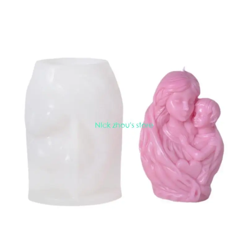 E15E Silicone Mold Depicting Mother Children Pattern Silcione Crafting Supplies Suitable for Crafting Unique Displays