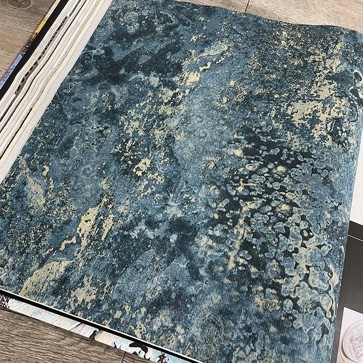 

Antique Distressed Blue Textured Wallpaper Roll Industrial Wall Covering Modern Abstract Wall Paper for Home Hotel Decoration