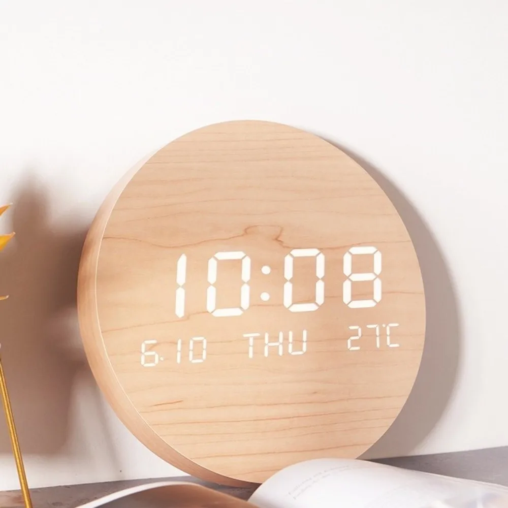 Large Screen LED Digital Wall Clock Smart Display Mute Function Temperature Clock Simple Design Date Time Clock