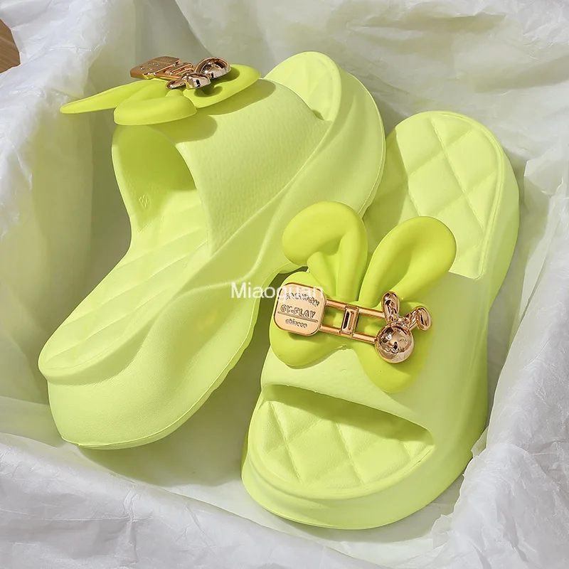 New Fashion Bowknot Women\'s Slippers Summer Women Slippers Indoor Outdoor Green Flip Flops Beach Shoe Home Non-slip EVA Slippers