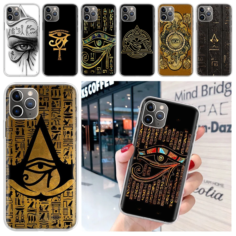 Sacred Eye of Horus Egypt Fresco Soft Phone Case for iPhone 16 15 14 Plus 13 12 Mini 11 Pro Max 7 + Apple XS X SE 2020 8 Cover S