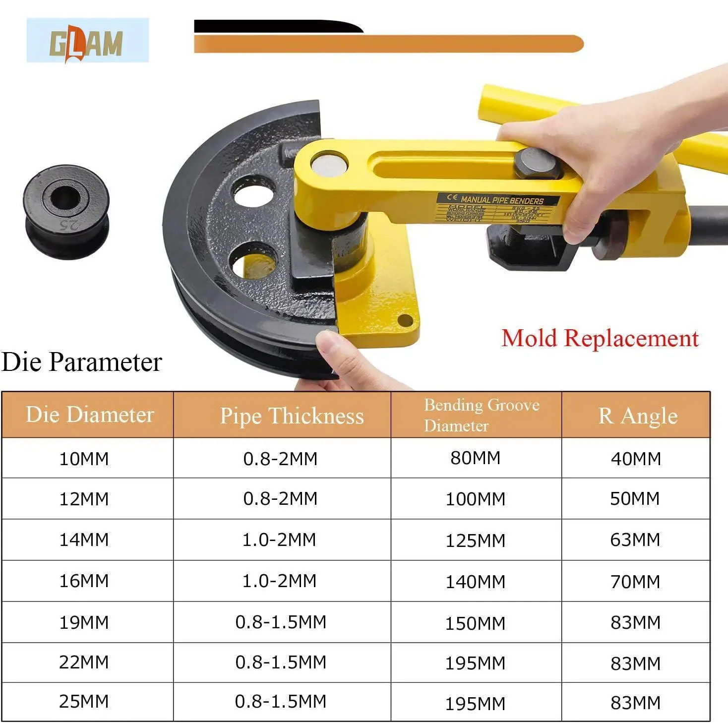 SWG-25 Heavy Duty 10-25mm Pipe Bender Machine Small Manual Tube Pipe Bending Tools Copper Stainless Steel Metalworking Used New