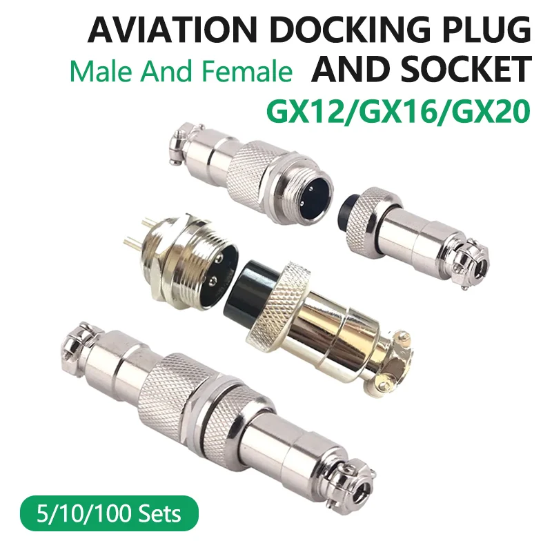 

5/10/100Set GX12 16 20 Docking 2 3 4 5 6 7 8 9 10 12Pin Male&Female Circular Panel Aviation Connector Butt Joint Plug Socket