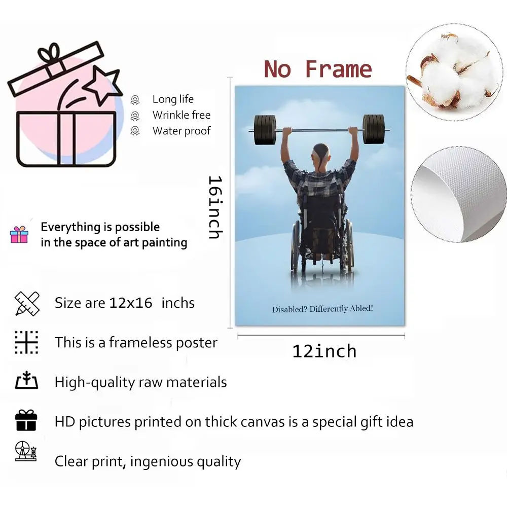 World Disabled Day Holiday Observance Painting Calligraphy Wall Art Mural Living Room Canvas Decor Gifts