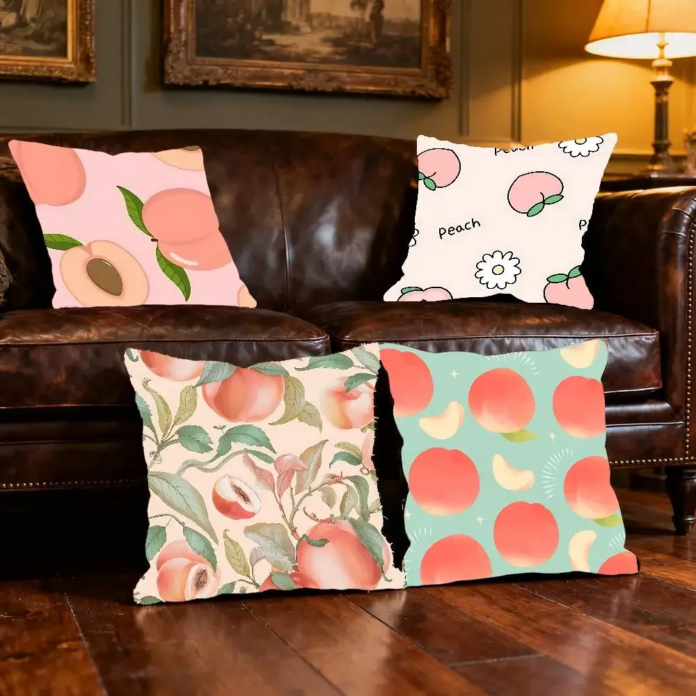 Cartoon Fruit Peach Pillow Case Cushion Cover Polyester Pillowcase Decorative Sofa Cushion Pillowcase Home Decor
