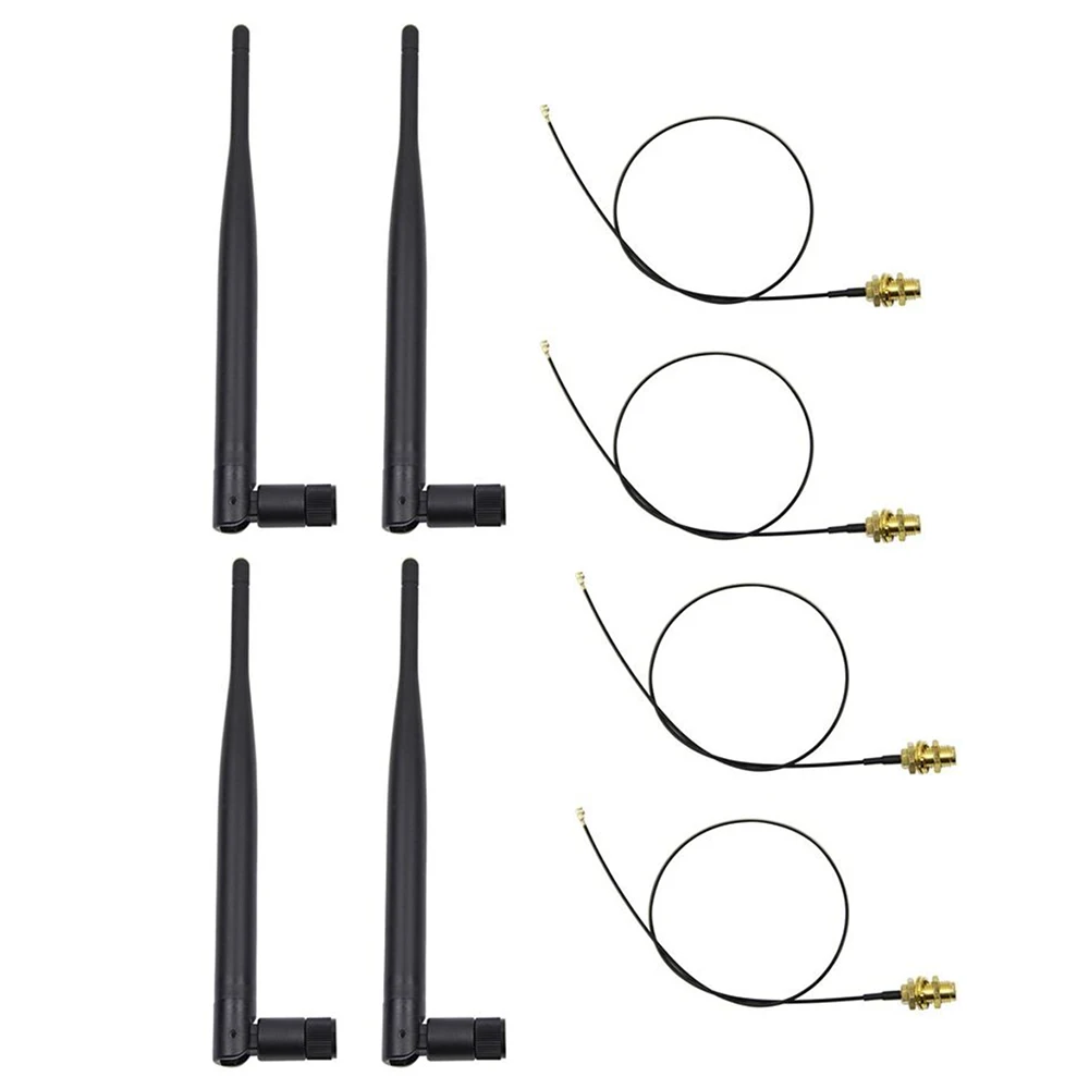 

4 x 6DBi 2.4GHz 5GHz Dual Band WiFi RP-SMA Antenna + 4 x 35cm U.Fl / IPEX Cable