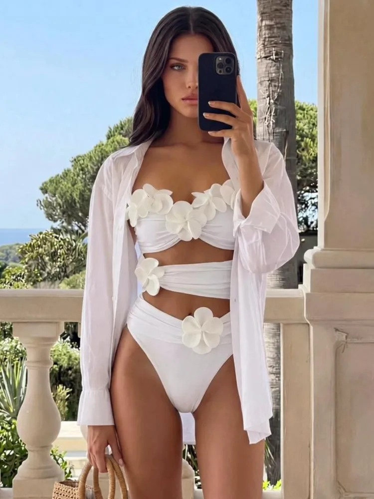 New High Waist Sexy Swimsuit Women Summer Bathing Suit Bikini Set Sleeveless Swimwear Women Beach Swimming Suit For Female