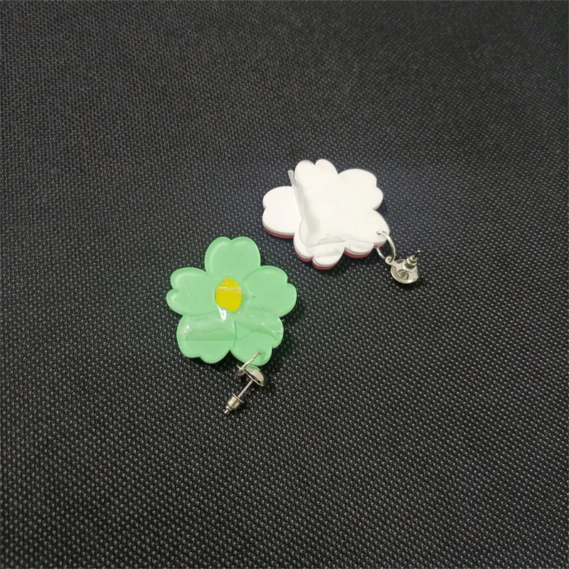 KUGUYS Flowers Vintage Drop Earrings Women Summer Pink Green Acrylic Jewelry Accessories image 2