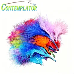 CONTEMPLATOR Fly Tying 50pcs Blood Marabou Turkey Fluff For Tails Wings Materials 8colors Streamers 5-8cm Fly Tying Feathers