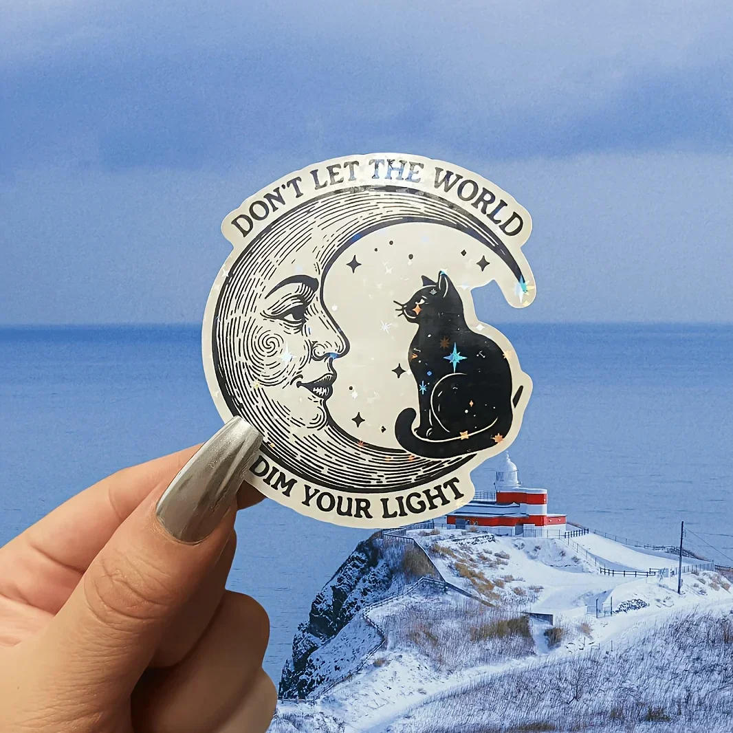 4 ピース/セットかわいい月猫漫画ステッカー - スケートボード、車、電話ケース用の取り外し可能な粘着デカール |   猫好きのための素敵な贈り物