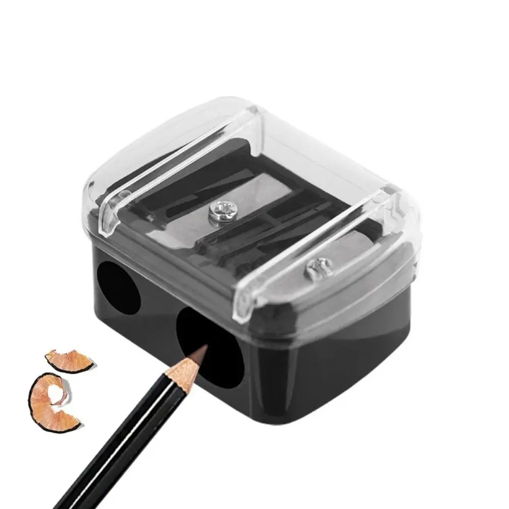 2Pcs Mini Double Hole Pencil Sharpener Plastic Classical Eyebrow Pencil Sharpener Makeup Pen Eyeliner Pencil