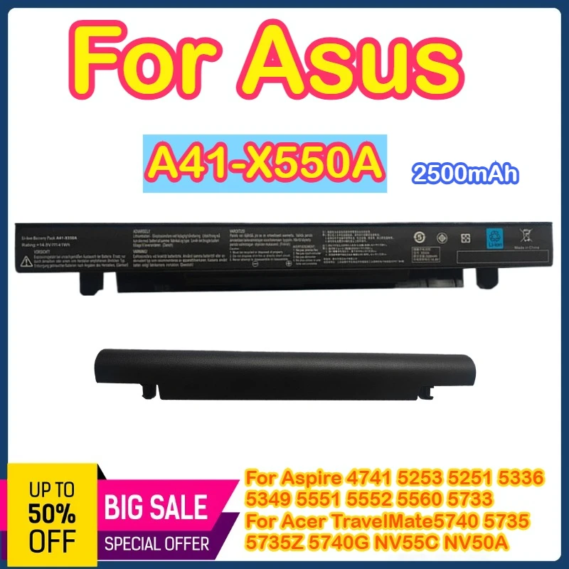 

Battery for Asus A41-X550A A41-X550 R510C R510L X550CA X552E X550V K550L F550V P550C X550A X550EA X550D X550C X550L X550J R510