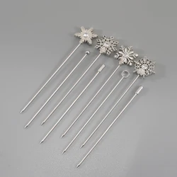 4 cocktail picks, stainless steel polished metal creative salad fruit picks, snow Geometric Skull Christmas kitchen tools