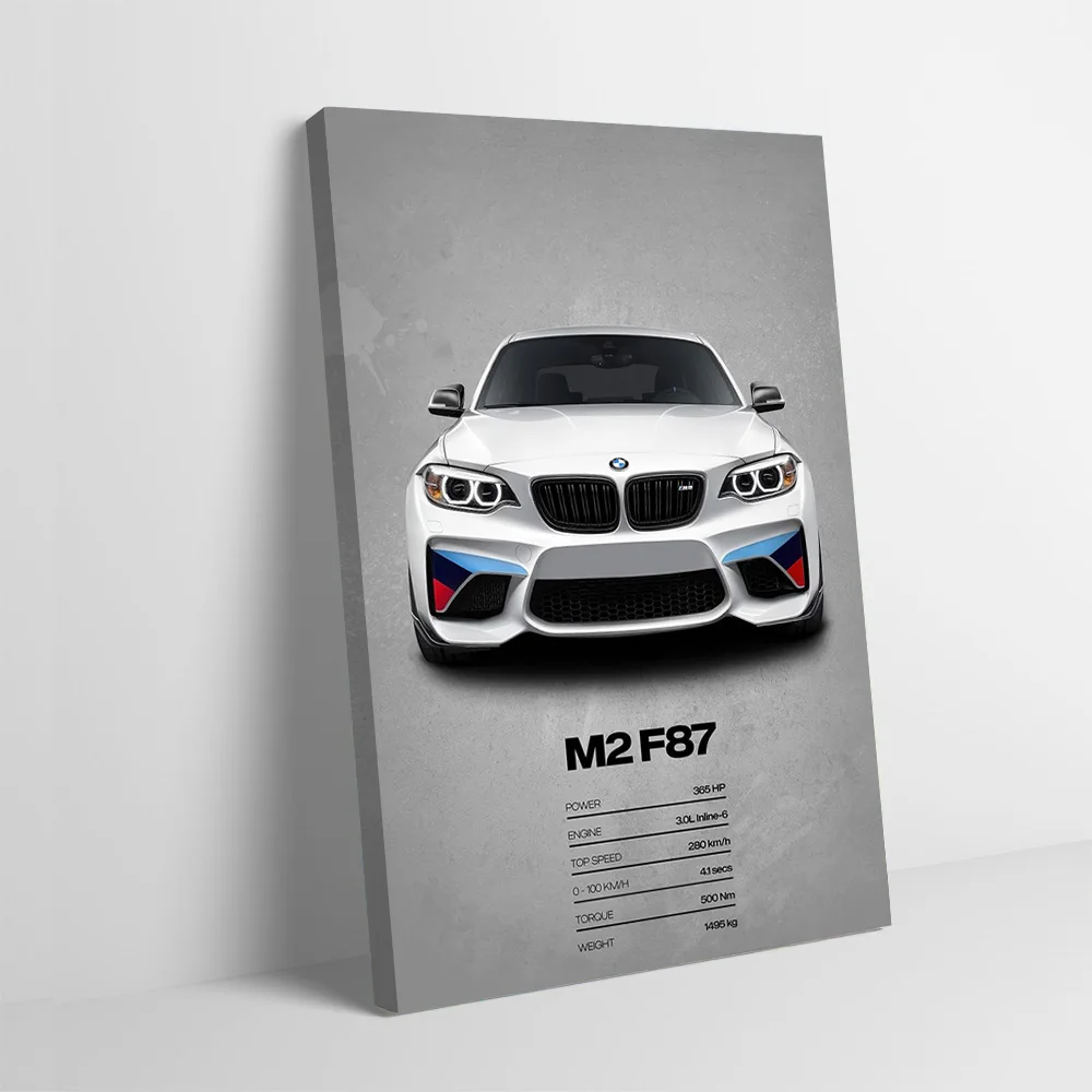 Sports M2 F87 Car Poster Customizable Printed Canvas Painting Wall Art Gift for Interior Accessories Home Decorations Wand Deko