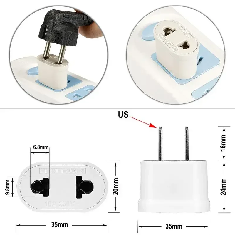 Tomada do adaptador de alimentação UE, EUA para UE Plug, Conversor, Tomadas De Viagem, Tomada Do Carregador